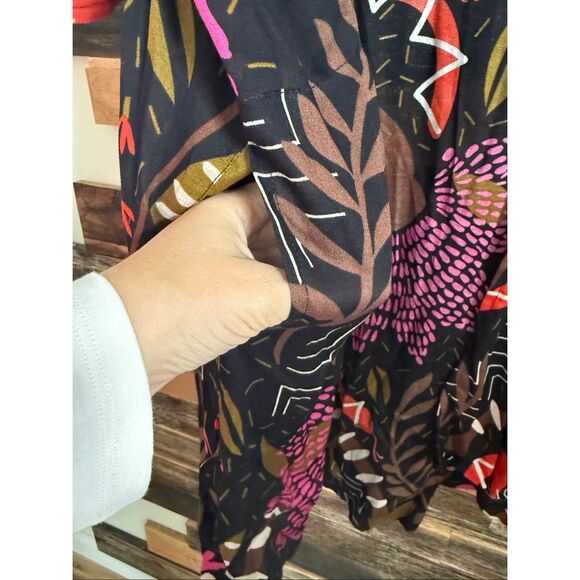 Gudrun Sjödén women's cotton kimono duster multicolor floral pattern size S/M - Picture 4 of 8